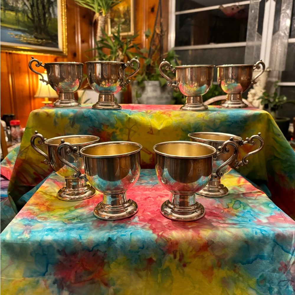 Set of 12 Silver Plate Tea Cups